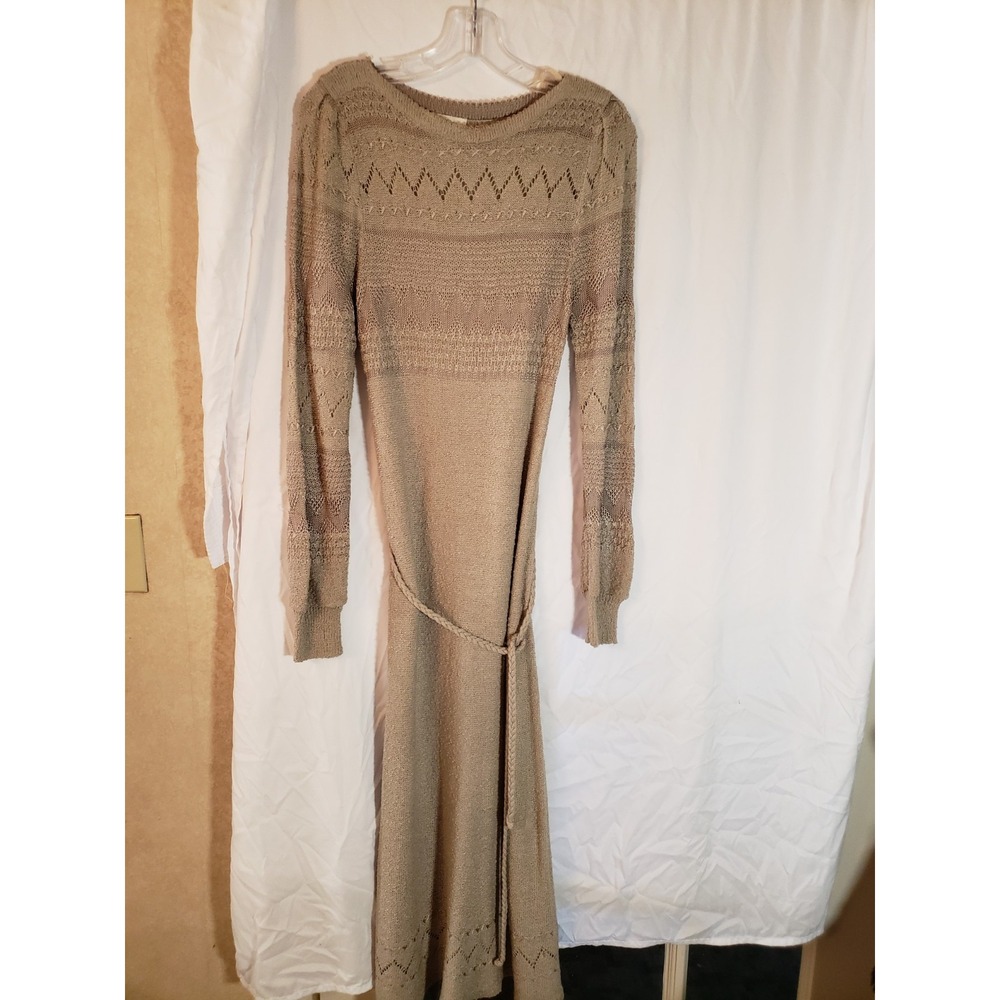 Women's Just-Mort Beige Long Sleeve Sweater Dress Size M